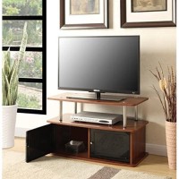 Convenience Concepts Designs2Go Tv Stand With Black Glass Cabinet, Cherry