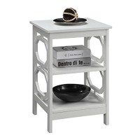 Convenience Concepts Omega End Table With Shelves, White, 15.75 In X 15.75 In X 23.75 In