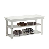 Convenience Concepts Oxford Utility Mudroom Bench With Shelves, White