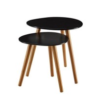 Convenience Concepts Oslo Nesting End Tables, Black / Natural