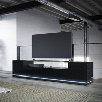 Manhattan Comfort Vanderbilt Collection Contemporary Tv Stand For Flat Screen With Led Lights, 854 L X 176 D X 195 H, Black Gloss And Black Matte