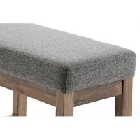 Simplihome Milltown 26 Inch Wide Rectangle Ottoman Bench Grey Footstool, Linen Look Polyester Fabric For Living Room, Bedroom, Contemporary Modern