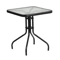 Flash Furniture Barker 23.5'' Square Tempered Glass Metal Table