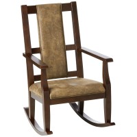 Acme Butsea Fabric Upholstered Rocking Chair In Brown And Espresso