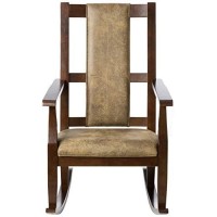 Acme Butsea Fabric Upholstered Rocking Chair In Brown And Espresso