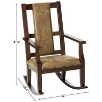 Acme Butsea Fabric Upholstered Rocking Chair In Brown And Espresso