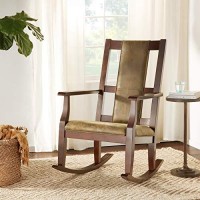 Acme Butsea Fabric Upholstered Rocking Chair In Brown And Espresso