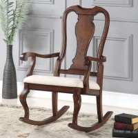 Acme Sheim Rocking Chair - 59382 - Beige Fabric & Cherry