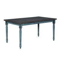 Powell Furniture Willow Dining Table, 35.1/2 X 59 X 30.1/4, Teal & Grey