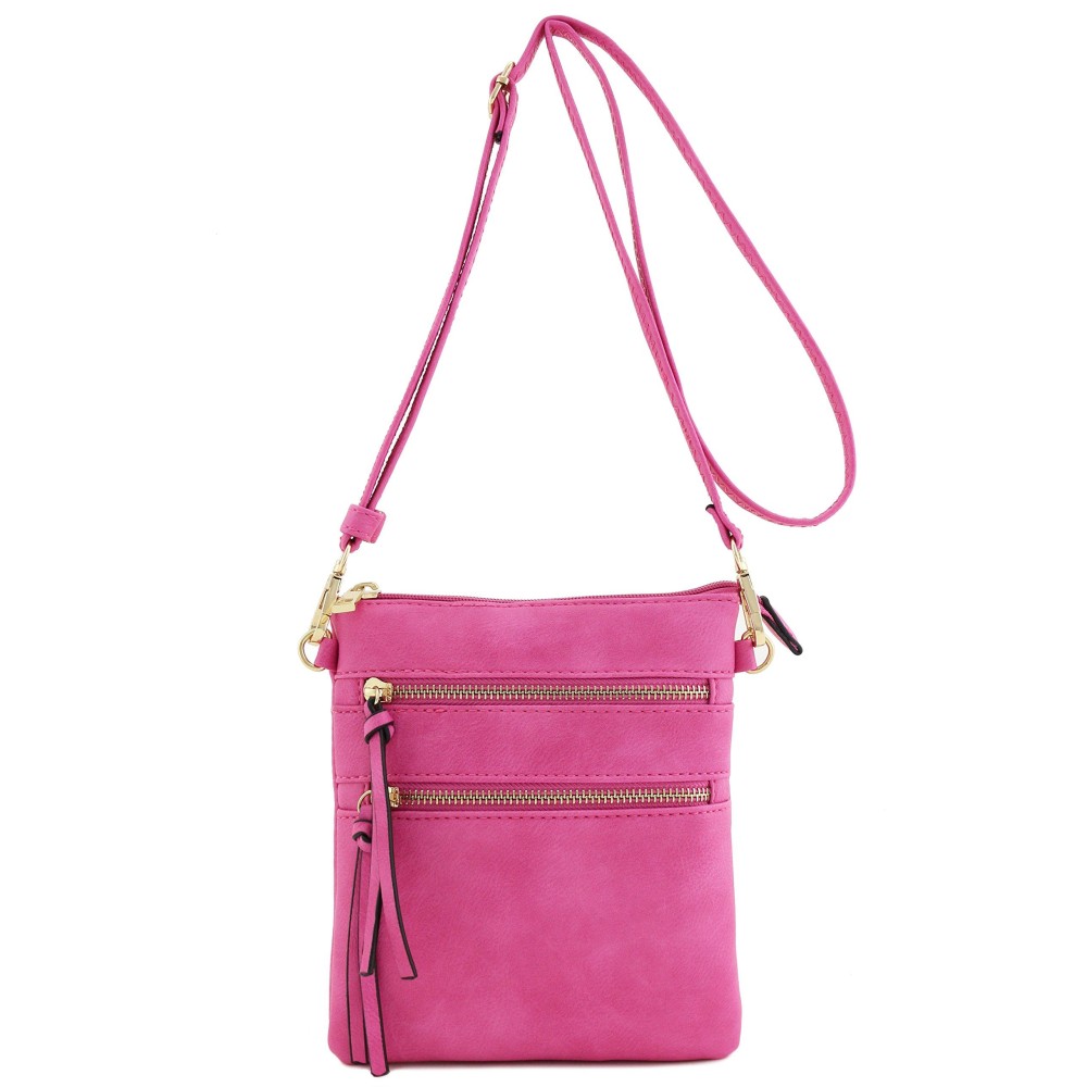 Functional Multi Pocket Crossbody Bag (Fuchsia)