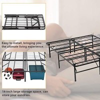 Queen Bed Frame Metal Platform Bed Frame Queen Size 14 Inch Mattress Foundation Box Spring Replacement Heavy Duty Steel Slat Noise-Free Easy Assembly,Black