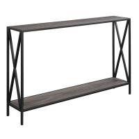 Convenience Concepts Tucson Console Table With Shelf, 47.25L X 9W X 29H, Weathered Gray/Black
