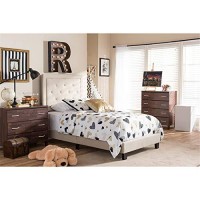 Baxton Studio Paris Modern And Contemporary Upholstered Tufting Platform Bed Beige