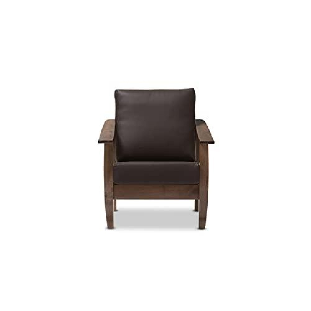 Baxton Studio Pierce Faux Leather Lounge Chair In Dark Brown