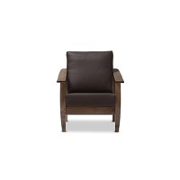 Baxton Studio Pierce Faux Leather Lounge Chair In Dark Brown