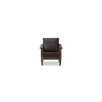 Baxton Studio Pierce Faux Leather Lounge Chair In Dark Brown