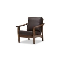 Baxton Studio Pierce Faux Leather Lounge Chair In Dark Brown