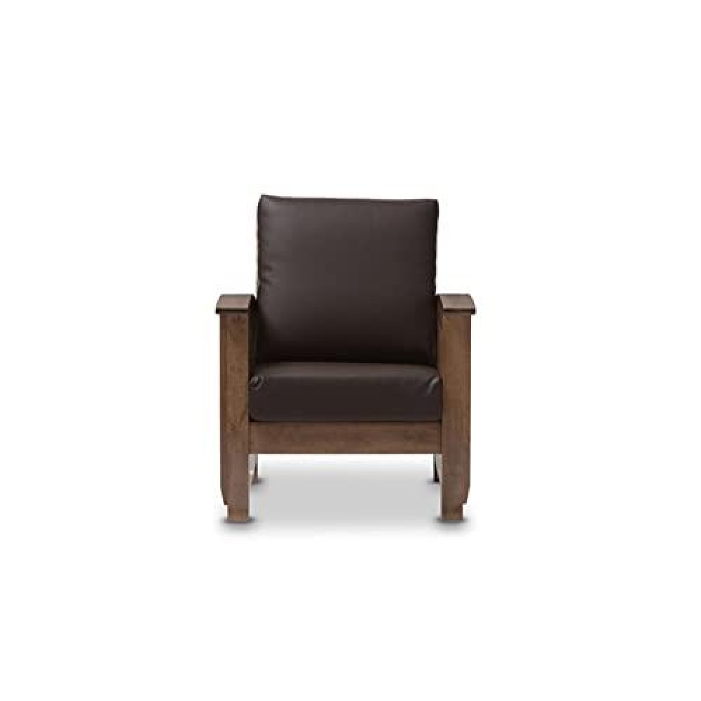 Baxton Studio Charlotte Faux Leather Lounge Chair In Dark Brown