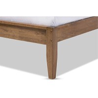 Baxton Studio Edeline Mid-Century Modern Solid Walnut Wood Curvaceous Slatted King Size Platform Bed