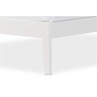 Baxton Studio Celine Modern And Contemporary Geometric Pattern White Solid Wood Queen Size Platform Bed