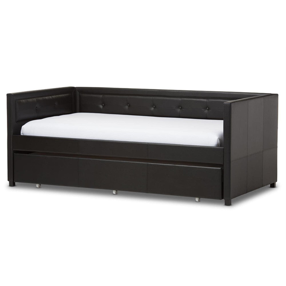 Baxton Studio Frank Faux Leather Twin Daybed In Black