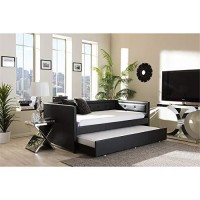 Baxton Studio Frank Faux Leather Twin Daybed In Black