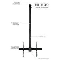 Mount-It Ceiling Tv Mount Bracket, Fits 40 42 47 50 55 60 70 Inch Flat Panel Televisions, Adjustable Height Telescoping Tilt And Swivel, Mount On Vaulted Ceilings Up To Vesa 600X400 (Mi-509L), Black