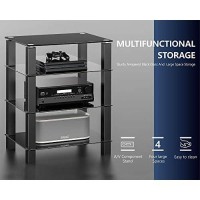 Fitueyes 4-Tier Media Stand Audiovideo Component Cabinet With Glass Shelf Forapple Tvxbox Oneps4 As406002Gb