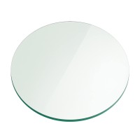 Fab Glass And Mirror 14 Round 3/8 Inch Thick Tempered Flat Edge Polished Glass Table Top, Clear