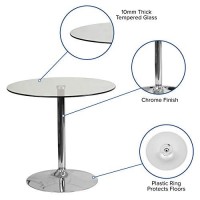 Flash Furniture Hills 31.5'' Round Glass Table With 29''H Chrome Base