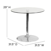 Flash Furniture Hills 31.5'' Round Glass Table With 29''H Chrome Base