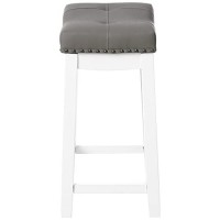 Angel Line Cambridge Bar Stools, 24 Set Of 2, White With Gray Cushion