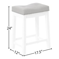 Angel Line Cambridge Bar Stools, 24 Set Of 2, White With Gray Cushion