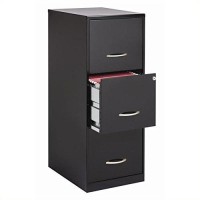 Pemberly Row Modern Metal 3 Drawer Letter File Cabinet In Black