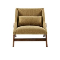 Ink+Ivy Boomerang Mustard Yellow, Modern, Family Room Sofa Furniture, 30.25W X 33.75D X 30.5H, Pecan