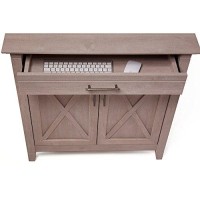 Bush Furniture Key West Secretary Desk With Keyboard Tray And Storage Cabinet, 30W X 20D, Washed Gray
