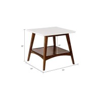 Madison Park Parker End Tables-Solid Wood, Two-Tone Finish With Lower Storage Shelf Modern Mid-Century Accent Living Room Furniture, Medium, Off-White/Pecan