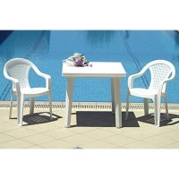 Compamia Cuadra 31 Square Resin Patio Dining Table In White, Commercial Grade