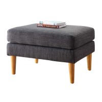 Convenience Concepts Designs4Comfort Marlow Mid Century Ottoman, Gray Fabric