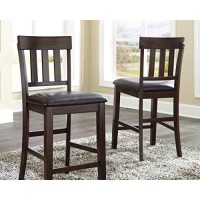 Signature Design By Ashley Haddigan 24 Counter Height Upholstered Barstool 2 Count, Dark Brown