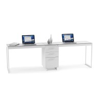 Bdi Furniture Centro 3-Drawer File Cabinet 6414 Satin White, Grey