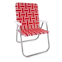 Lawn Chair Usa - Outdoor Chairs For Camping, Sports And Beach. Chairs Made With Lightweight Aluminum Frames And Uv-Resistant Webbing. Folds For Easy Storage (Magnum, Red And White With White Arms)