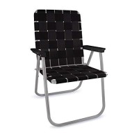 Lawn Chair Usa - Outdoor Chairs For Camping, Sports And Beach. Chairs Made With Lightweight Aluminum Frames And Uv-Resistant Webbing. Folds For Easy Storage (Classic, Black With Black Arms)