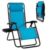 Goplus Zero Gravity Chair, Adjustable Folding Reclining Lounge Chair With Pillow And Cup Holder, Patio Lawn Recliner For Outdoor Pool Camp Yard (1, Light Blue)