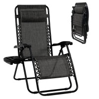 Goplus Zero Gravity Chair, Adjustable Folding Reclining Lounge Chair With Pillow And Cup Holder, Patio Lawn Recliner For Outdoor Pool Camp Yard (1, Grey)