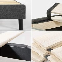 Zinus Curtis Upholstered Platform Bed Frame / Mattress Foundation / Wood Slat Support / No Box Spring Needed / Easy Assembly, Grey, King