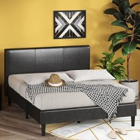 Zinus Jade Faux Leather Upholstered Platform Bed Frame / Mattress Foundation With Wood Slat Support / No Box Spring Needed / Easy Assembly, King