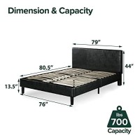 Zinus Jade Faux Leather Upholstered Platform Bed Frame / Mattress Foundation With Wood Slat Support / No Box Spring Needed / Easy Assembly, King