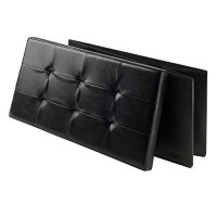 Winsome Wood Furniture Piece Ashford Ottoman With Storage Faux Leather, Black 2992X148X15
