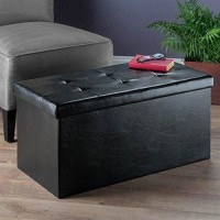 Winsome Wood Furniture Piece Ashford Ottoman With Storage Faux Leather, Black 2992X148X15